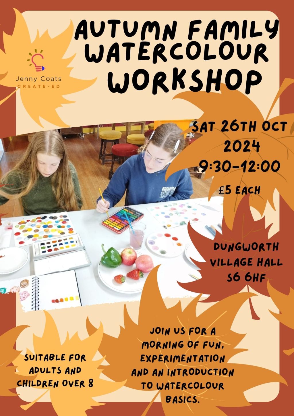 Autumn Family Watercolour Workshop at Dungworth Village Hall